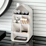 Slanted Makeup Brush Storage Rack Organizer Multiple Grids Large Capacity Table Cosmetics Rack with Drawer Lipstick Storage Box