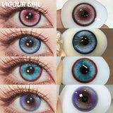 2pcs Half-Year Colored Contacts Big Diameter Glossy Brown Lenses for Halloween Cosplay Role Play High