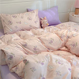 Washed Cotton Pastoral Girls Flower Bedding Sets Bed Linens Quilt Cover Sheet Set Simple Bedspread High Quality Home Textiles