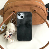 Vintage INS Dark Grey Marble Texture Double Layers IMD Chic Phone Case for iPhone 16 15 14 13 Pro Max Back Phone Cover Capa