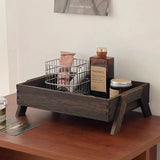 Solid Wood Storage Box Desktop Tall Dressing  Storage Rack Jewelry Cosmetics Organizer Glove Box Vintage Home Decoration