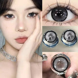 1 Pair High Quality Color Contact Lenses with Diopter Myopia Eyes graduated color Beauty Pupil Makeup Yearly
