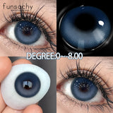 1 Pair New Myopia Blue Contacts Lenses With Diopters Prescription Fashion Colored Contact Lens for Eyes 0~-8.00 Degree