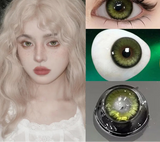 1Pair Hot Selling Colored Contact Lenses for Eyes With Diopters 0~-8.00 Degree Green Makeup Lens Soft Korea Beauty Pupils