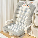 Stripe Cartoon Student Chair Cushion Quilted Double-sided Use Integrated Backrest Cushions Computer Chair Anti Slip Seat Pad