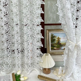 French Romance White Floral Embroidered Sheer Curtains for Living Room, Bedroom, Farmhouse, Home Decor