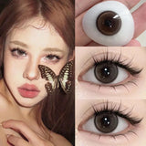 1 Pair New Korean Lenses Colored Contact Lenses With Degree Myopia Lenses Soft Beautiful Pupil Brown Contact Make Up