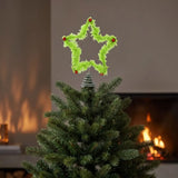 Furry Christmas Tree Topper Creative Design Ornaments Holiday Tree Topper Light-Up Hollow Out Christmas Tree Decorations