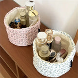 1Pc Rustic Style Portable Cosmetic Storage Bucket Small Broken Flower Desktop Organizer Storage Basket