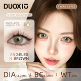 2PCS Natural Brown Pattern Myopia Contact Lenses, Large Diameter, Soft Comfortable Yearly Wear