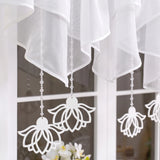 1PC Rod Pocket Sheer Curtain With Crystal Beads, Hollow Floral Pendants, 400×110cm, For Living Room, Lovely Housewarming Gift