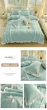 Korean Princess Style Bowknot Bedding Sets Lace Duvet Cover Fitted Sheet For Girl Woman Bedroom Decor Bed Linens Home Textiles