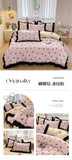 Black Lace Ruffles Korean Bow Decor Bedding Set Duvet Cover Pillowcase Washed Cotton Four-Piece Sets Soft Quilt Cover Bed Sheet