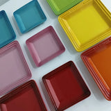 6 Inch 8 Inch Creative Ceramics Square Plate Dessert Western Food Plate Fruit Dim Sum Plate House Solid Color Tableware