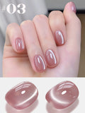12ml 1-16pcs Autumn Nails New Clear Pink Glass Bead Moonlight Magnet Cat Eye Gel Nail Polish Whitening Nail Supplies