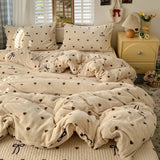 Polka Dot Milk Velvet Duvet Cover Thick Plush Warm Winter Comforter Cover Queen King Size Soft Cozy Quilt Cover and Pillowcases
