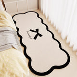 Special-shaped Runner Rug Pink Plaid Bow Bedroom Bedside Carpets Fashionable Ins Creative High-end Coffee Table Mats 러그 Alfombra