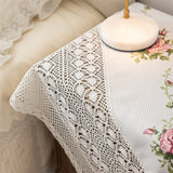 Handmade Crochet Tablecloth Bedside Table TV Safe Cover Towel Printer Lace Hollow Peony Printing Home Decoration Dust Cover