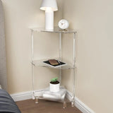 Acrylic Corner Side Table, Corner Shelf Stand, Easy to Clean End Table, 3 Tier for Home Bedroom Small Space Bedside