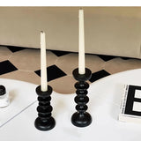 Black Geometric Solid Wood Candle Holder Tabletop Irregular Beech Decorative Ornaments Container