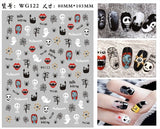 3D Luminous Nail Stickers Decals Black White Spider Web Skull Alien Planet Glow In The Dark Halloween Manicure Foils Tattoo Tips