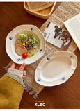 Swallow Oval Plates High-end Household Ceramic Serving Plate Ins White Breakfast Tray Retro Afternoon Tea Dessert Tableware