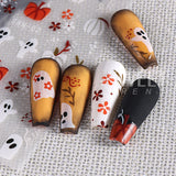 3D Halloween Nail Stickers Cartoon Mummy Bandages Ghost Eyes Pumpkin Spider Web Blood Drops DIY Winter Matte Nail Art Decoration