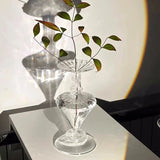 Ins Transparent Glass Vase Nordic Simple Glass Flower Bottle Arrangement Flower Ornaments Vases Living Room Desktop Decor