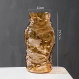 Glass Vase Irregular Lines of Folds Floral Arrangement Accessories Hydroponics Terrarium Home Decoration