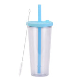 700ml,Double-Layer Straw Cup/MUG,Drinkware,Environmentally Friendly Plastic,Large Diameter,Transparent Milk Tea Cup,Holiday Gift