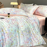 Flower Printed Duvet Cover Set Satin Silk Bed Cover Sets for Summer Queen/King Size Silky plumones de cama Coolling Bedding Set