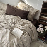 Floral Cotton Bedding Set Vintage Ins Fitted Sheet Duvet Cover Pillowcase Full Queen Size Boy Girls Dormitory Hotel Bedclothes