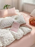 Romantic Tulip Pink Bedding Set Bed Flat Sheet Pillowcase Twin Full Queen Princess Style Bed Linen Kids Girls Floral Duvet Cover