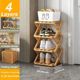 New Portable Small Foldable Shoe Rack Without Installation,Bamboo Shoe Rack for Storage.Ideal for Hallway,Bedroom,Living Room