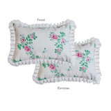 French Throw Pillowcase Spring/Summer Green Retro Pink Rose Home Decorative Pillows for Sofa Headrest Cushion Lace Pillow Cover