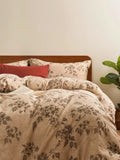 Low Saturation Cotton Linen Floral A-Class Full Cotton Duvet Cover Bedding Four-Piece Set Double Size Comforter Protector