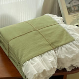 Korean Princess Style Lace Ruffles Soft Washed Cotton Skin-friendly Bedding Set Duvet Cover Bed Sheet/Fitted Sheet Pillowcases