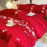 4pcs/set Grade Class A 200s Long-staple Pure Cotton High-grade 100% Cotton Embroidery Quilt Cover Pillowcases and Bedding Set
