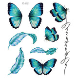 Shiny Butterfly Tattoo Stickers Temporary & Waterproof Removable Winged Animals Pattern Tattoos Insect Flase Tattoo for Party