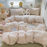 Class A Double Yarn Bedding Set Quilt Comforter Duvet Cover Set Printed Cotton Bedspread Skin Friendly Breathable Four-Piece Set