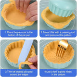 6PCS Mini Round Tart Pan with Removable Bottom and 1 Tart Tamper Set Nonstick for Baking Cupcake Muffin Cakes and Desserts Tools