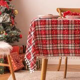 Christmas Snowflake Plaid Tablecloth Printed Tea Table Decor Kitchen Party Christmas New Year Decoration