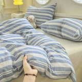 Class A Pure Cotton Printed Checkered Quilt Cover All-cotton Yarn-dyed Washed Single Duvet Cover 160x210 Bedding