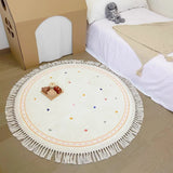 Tassel Round Living Room Large Area Carpets Cute White Children's Carpet Spotted Pattern Girl's Bedroom Rug Plush Soft Rugs 양탄자