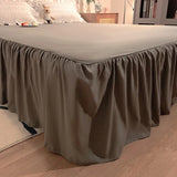 Pink Ruffled Seersucker Duvet Cover Set 3/4pcs Soft Lightweight Down Alternative Grey Bedding  with Bed Skirt and Pillowcases
