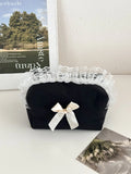 Exquisite and Compact Lipstick Coin Purse Portable Pencil Case for Students with Lace Trim and Quilted Interior Storage Bag