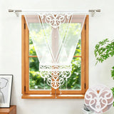 1PC Classic Hollow Pattern Beaded Sheer Short Curtain, Semi-transparent Drape For Living Room Kitchen, Sweet Housewarming Gift