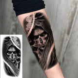 1 Sheet Compass Flower Temporary Tattoos For Women Men Adults Skull Lion Owl Tattoo Sleeve Sticker Black Fake