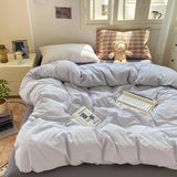 Striped Bedding Set Korean Style Duvet Cover Set Flat Sheets Set Single Twin Double Size Bed Linen Set Back To School Season