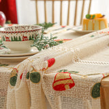 American-style Christmas Tablecloth with Bell Embroidery Anti-slip for Lace Decorating Living Coffee Room Table Dining Table Mat